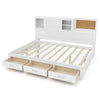 Double Size Daybed Wooden Sofa Bed Frame w/ Storage Shelves & 3 Drawers