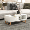 Coffee Table, Living Room Table with Drawer and Open Shelves, White