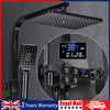 Bathroom Thermostatic Mixer Shower Set Square Black Twin Head Exposed Valve