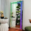 Large Diamond Crushed Crystal Wall Mirror w/ RGB Lights Full Body Lighted Mirror