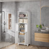 Modern White High Gloss Tall Bathroom Cabinet Storage Furniture Cupboard