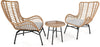 DAKO Garden Set SERRANTE – 2 Rattan-Effect Chairs with Cushions & Round Table