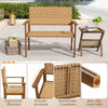 Outdoor Garden Bench 2-Seater Conversation Chair Rubber Wood Patio Loveseat