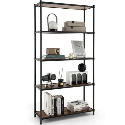 5-Tier Bookshelf Freestanding Utility Storage Rack Bookcase Display Organizer