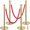 4PCS Barrier Posts Crowd Control Stanchion 2 Velvet Ropes Bank Queue
