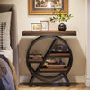 3-Tier End Table Wood Narrow Sofa Side Table with Storage Shelves, Rustic Brown