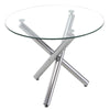 Modern Kitchen Dining Table Round Clear Glass Tabletop Chrome Cross Tube Legs
