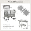 3-Piece Outdoor Rocking Chair Set With Cushions & Pillow-Grey
