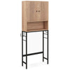 Over The Toilet Storage Cabinet Bathroomw/Adjustable Bottom Bar-Natural