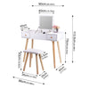 Foldable Makeup Table Set Drawer Mirror Storage Makeup Room White Dressing Table