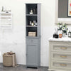 Freestanding Bathroom Storage Cabinet with 3 Open Shelves & Door Cabinet Grey
