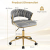 Home Office Desk Chair Set of 2 w/ Hand-woven Back & Golden Metal Legs (Grey)