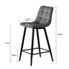 2 pcs Modern Grey Breakfast Bar Stools Velvet Padded Seat Metal Legs Kitchen Pub