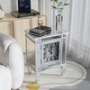 FATIVO Silver Mirrored End Table with Clock Glass Accent Side Table Cabinet Home