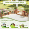 Patio Wooden Bench with Planter Outdoor Conversation Bench Set