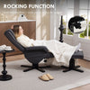 Rocker Swivel Recliner Chair with Footstool, Upholstered Recliner Armchair, Grey