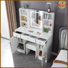 Dressing Table w/ LED Mirror Makeup Organizer Desk Modern Vanity Table Stool Set