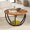 28" Round Coffee Table with Storage,2-Tier Wood Accent Center Table for Living R