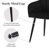 2Pcs Velvet Dining Chairs Black Cushion Padded Seat Metal Legs Armchair