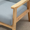 Wooden Single Seater Sofa Accent Chair Armchair Linen Fabric Living Room Grey