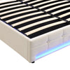 Double Bed Upholstered Bed Beige Fabric Ottoman Storage Bed Frame With Gas Lift