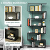 6-tier Bookcase Industrial S-Shaped Bookshelf Wooden Storage Display Rack