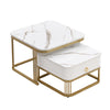 Nesting Coffee Table Side Table with Drawer Marble Exterior Square Set of 2