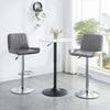 2pcs Gray Faux Leather Silver Chromed Base Swivel Bar Stool Height Adjustable