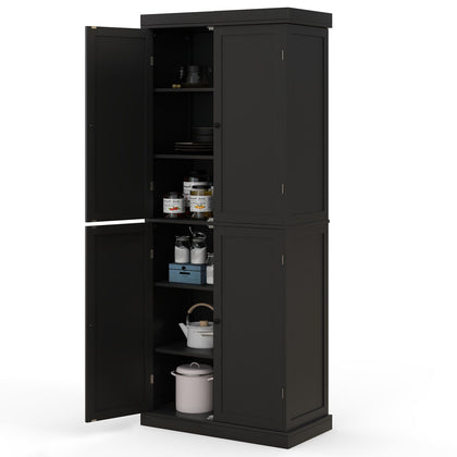 4 Door Kitchen Pantry 184cm Tall Buffet Cabinet Modern Storage Cabinet Organizer