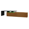 Modern LED TV Stand Unit Wooden Cabinet with Glass Shelves & 2 Drawers Storage