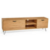 Oak Effect Large TV Unit Cabinet Stand Table w/ Storage Cupboards & Shelves