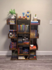 Tall Rustic Bookcase 13 Compartment Storage Shelf Unit Modern Display Cabinet