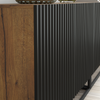 200cm Modern Sideboard | Oak Body Black Fluted Doors | Metal Frame Storage