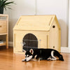 Large Wood Dog Kennel House Cage Crate In/Outdoor Shelter Pet Hutches Iron Door