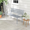 Outdoor Loveseat Chair Metal Patio Bench with Armrests-Gray