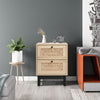 2 Drawer Storage Bedside Cabinet Nightstand Rattan Bedroom Furniture Side Table