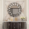 Round Wall Mirror Bevelled Decorative 3D Mirrored Glass Sunburst Vanity Mirror