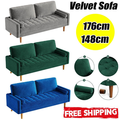 3 Seate Velvet Sofa w/ Spring Cushion Modern Couch Love Seat Settee Home Office
