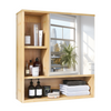Bamboo Bathroom Cabinet Wall Over Toilet Storage w/ Mirror Door & Shelf