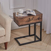 C-Shaped Sofa Side Table Vintage Coffee Snack Table Laptop Stand Drawer Bed End