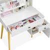 White Dressing Table Set Makeup Desk Mirror Stool Romovable Cabinet Wood Legs