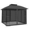Gazebo with Double Roof and Mesh Walls Anthracite 2.94x2.94 m Steel B3I4