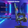 Luxury Black Gaming Chair w/ Bluetooth Speakers, RGB Lighting,Footrest & Ncabcll