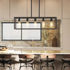 Industrial Black Chandelier Rectangle Hanging Ceiling Light Fixture Dining Room
