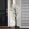 White Sakura Cherry Artificial Tree Blossom Flowering Fake Plant Garden Home Dec