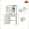 White Dressing Table with LED Lights Mirror Vanity Make up Desk Stool Set Drawer