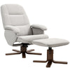 Swivel Recliner Chair with Footstool and Wooden Base, Light Grey