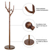 Solid Wood Coat Stand Heavy Duty Freestanding Hallway Coat Rack Tree w/ 12 Hooks