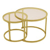Set of 2 Nesting Coffee Tables Set Round Glass Top Living Room Side End Table