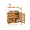 Bamboo Side Storage Organizer Bathroom Floor Cabinet w/ Double Doors
